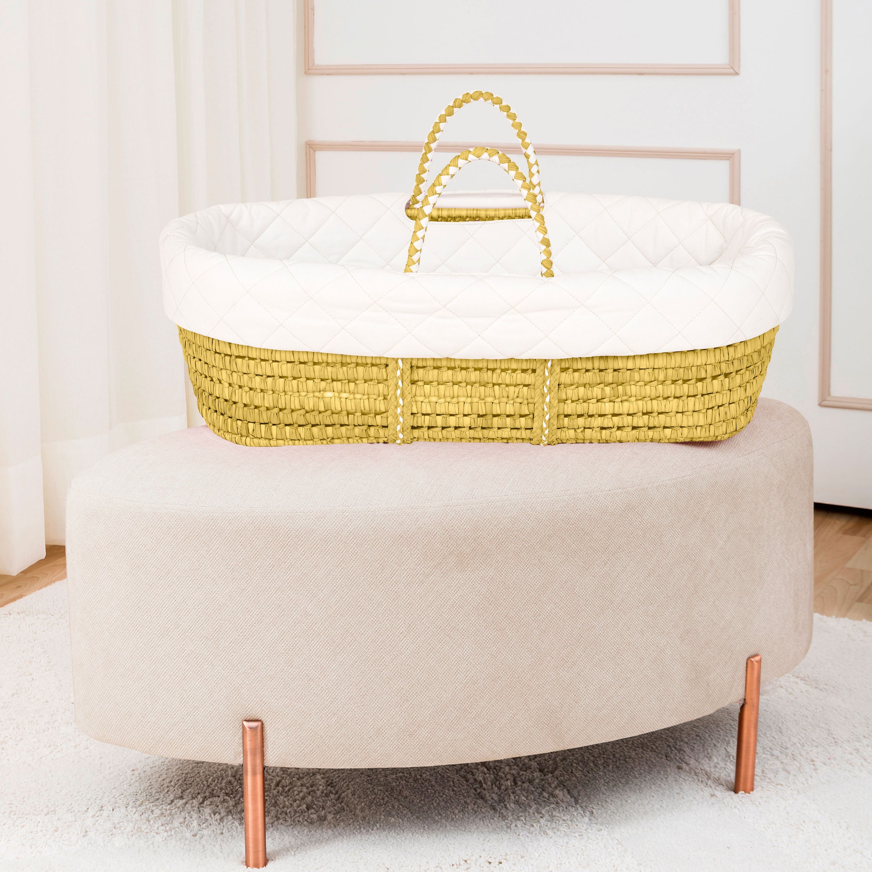 PASTEL MOSES BASKET - Quilted Signature Linen I Sun