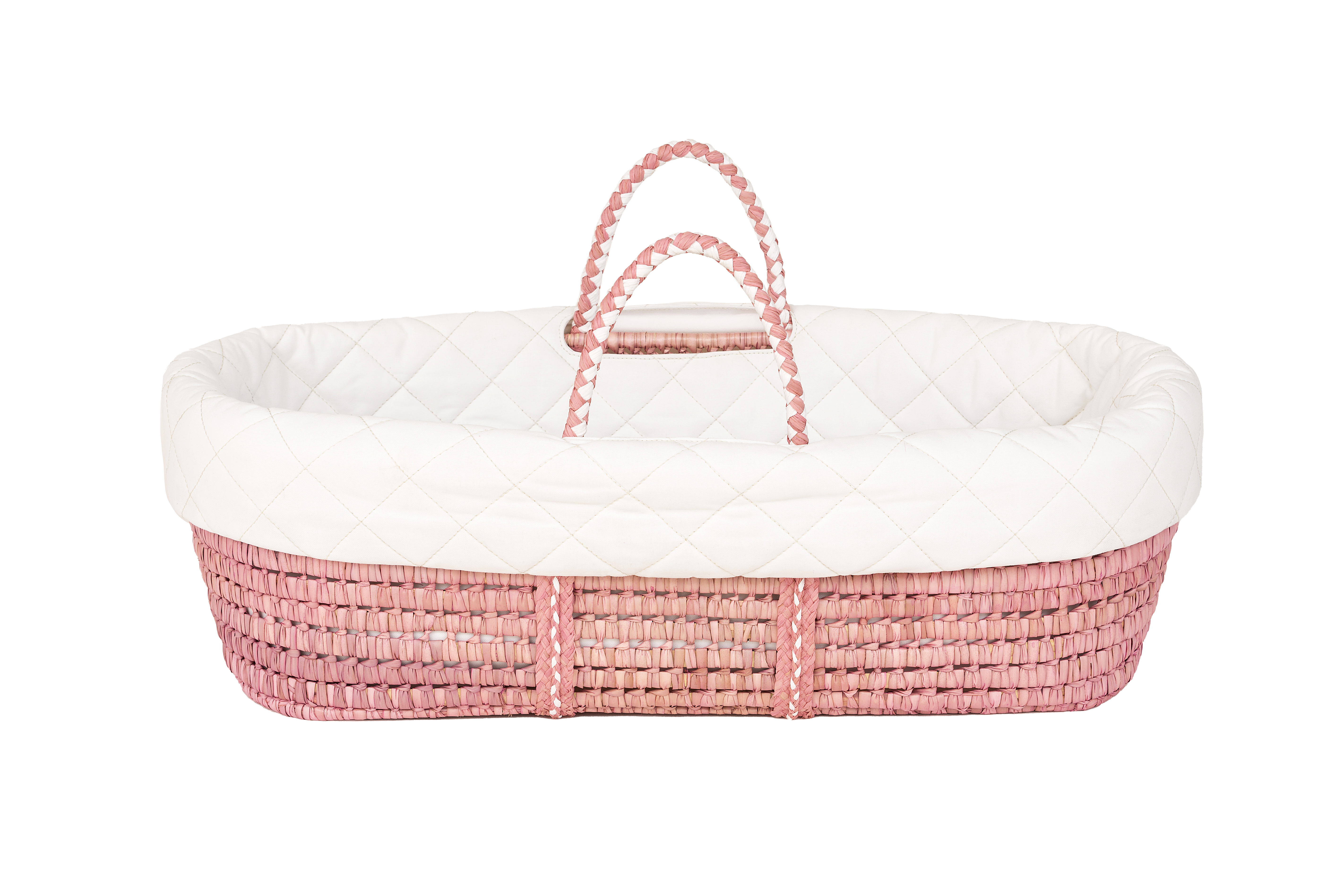 PASTEL MOSES BASKET - Quilted Signature Linen I Pink