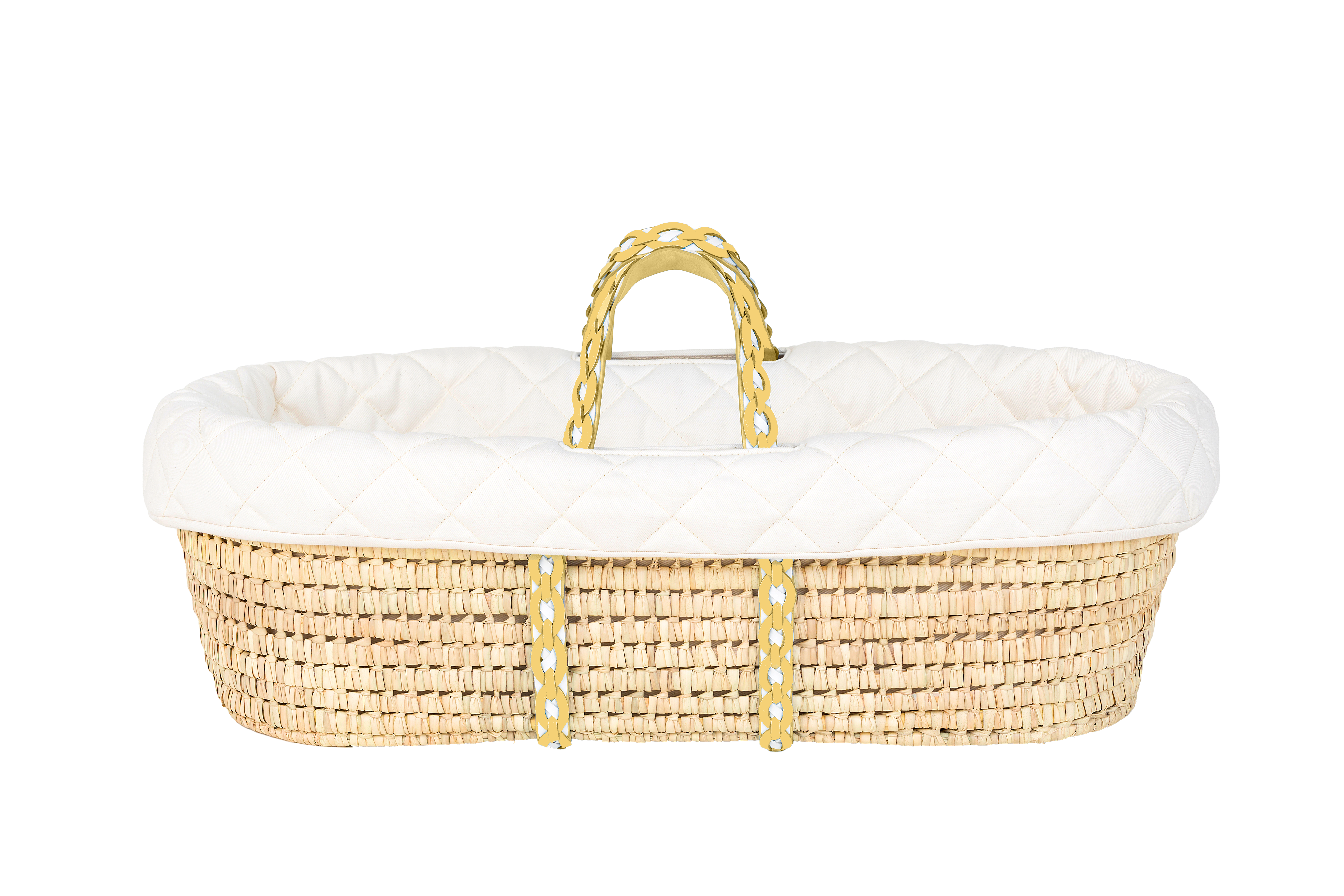 NATURAL MOSES BASKET - Quilted Signature Linen I Yellow
